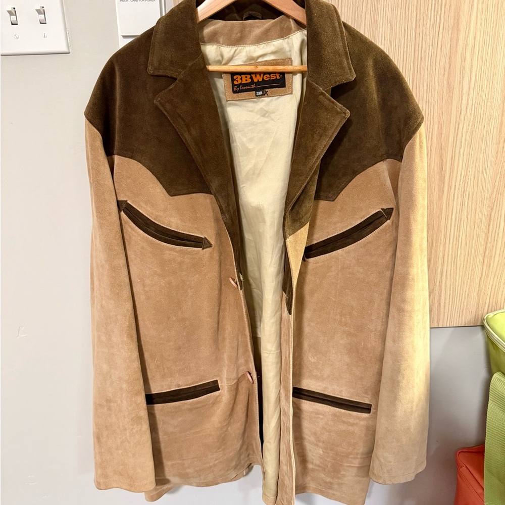 Men's Suede Jacket - Brown and Tan